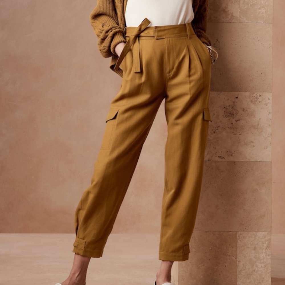 Banana Republic TENCEL™ Linen Cargo Utility Pant Cropped Pants Safari Pockets 2